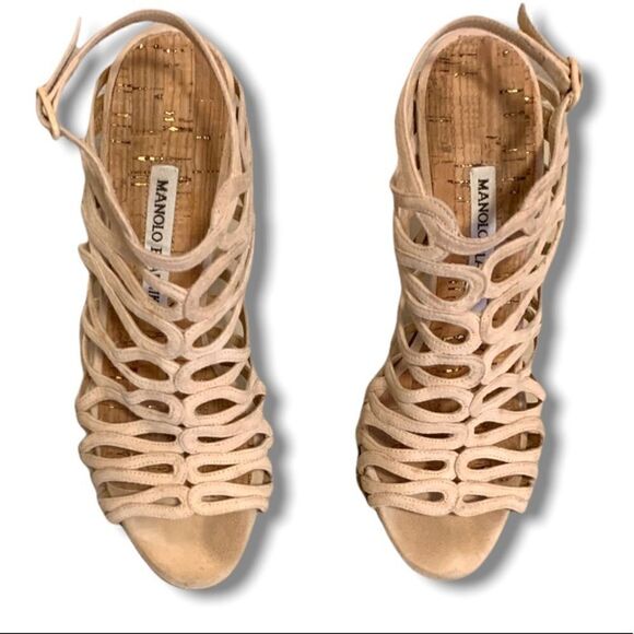 ❤️SOLD❤️Manolo Blahnik Coddila Strappy Suede High-Heel Sandal SIZE: EU 37 - Picture 1 of 10